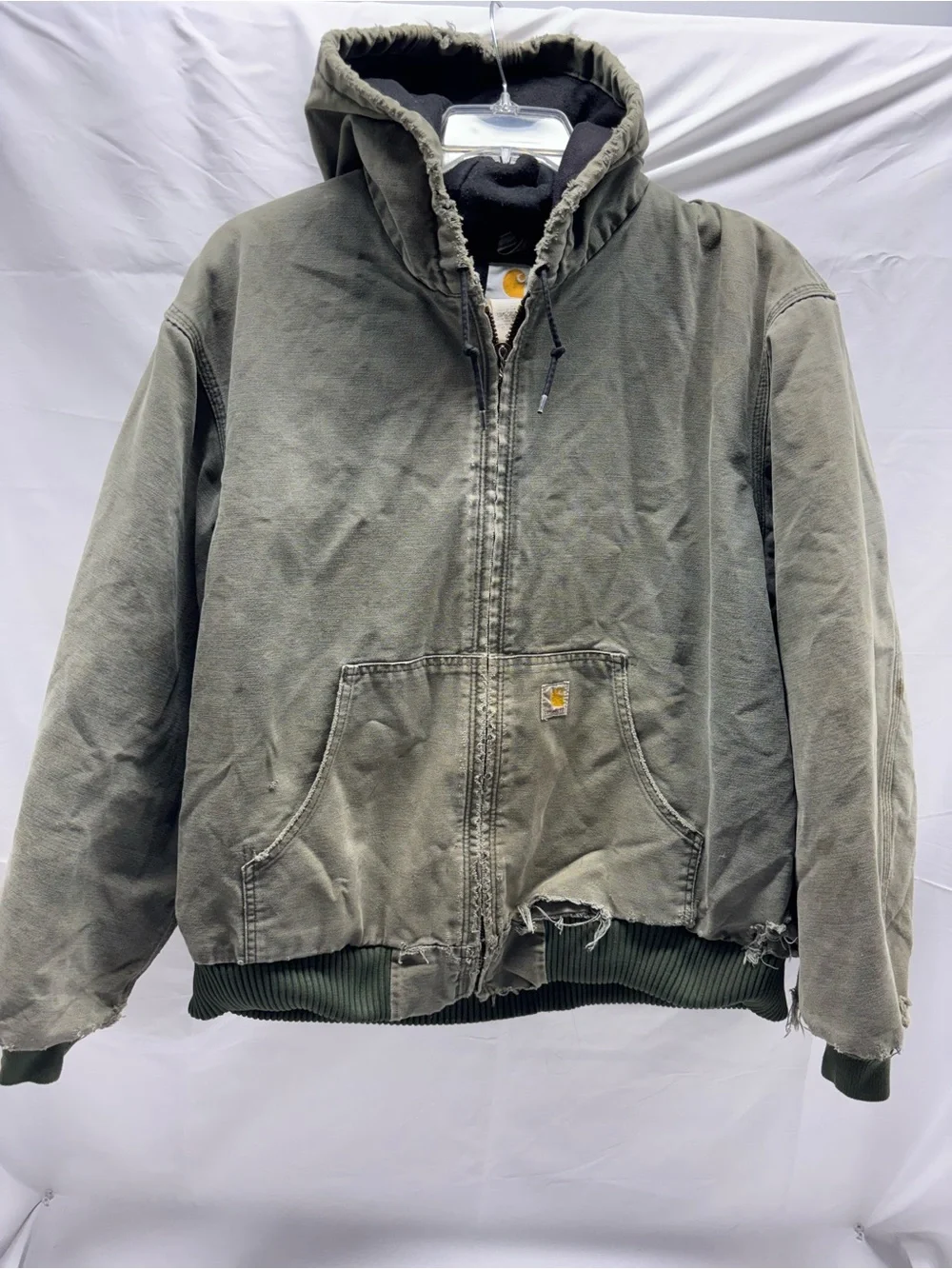 Vintage Y2K Carhartt Active Lined Jacket Size XL Distressed Faded Green Canvas